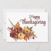 Eleganter Herbst Weißes Glück Thanksgiving Feiertagskarte (Vorderseite)