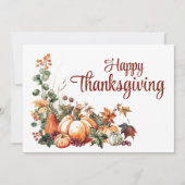 Eleganter Herbst Weißes Glück Thanksgiving Feiertagskarte (Vorderseite)