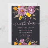 Eleganter Herbst Winter lila floral Save the Date (Vorderseite)