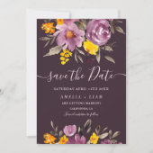 Eleganter Herbst Winter lila floral Save the Date (Vorderseite)