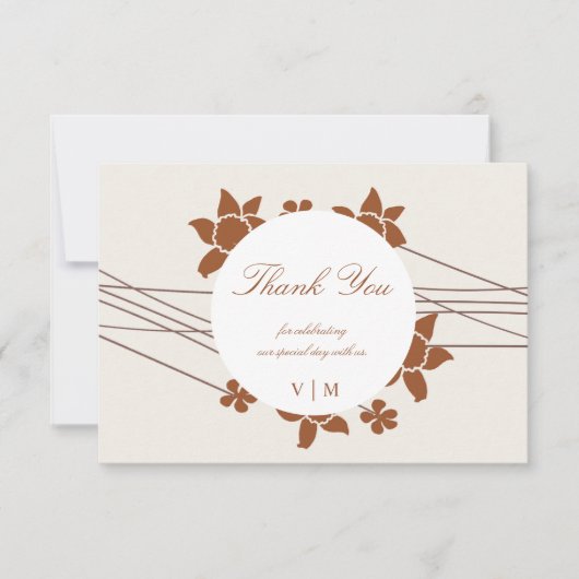 Eleganter Herbst-Zweifarben-Flor Dankeskarte (Vorderseite)