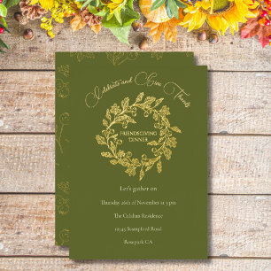 Eleganter Herbstbeerenkranz Grüne Friendsgiving Folien Feiertagskarte