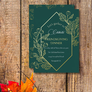 Eleganter Herbstbeerrahmen Dunkles Teal Gold Schri Folien Feiertagskarte