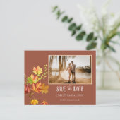 Eleganter Herbstbelag Burnt Orange Save the Date Postkarte (Stehend Vorderseite)
