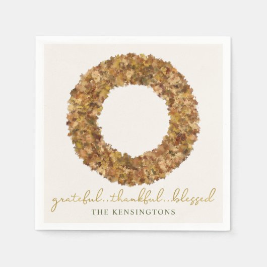 Eleganter Herbstbelag Erntedank Rustikaler Kranz Serviette (Vorderseite)