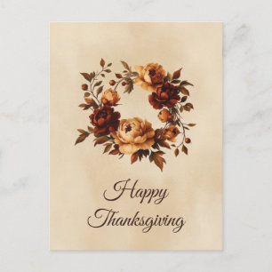 Eleganter Herbstblumenkranz Happy Thanksgiving Bog Feiertagspostkarte