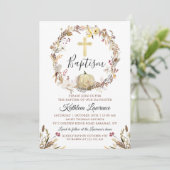 Eleganter Herbstblumenkürbis Falltaufe Einladung (Stehend Vorderseite)