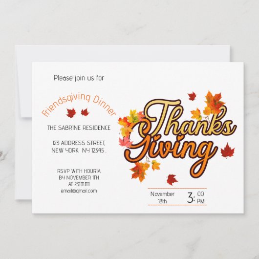 Eleganter Herbstfall aus Erntedank Einladung (Vorderseite)