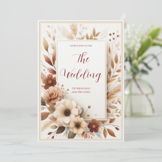 Eleganter Herbstfall Blumenzelleneinladung Einladung (Stehend Vorderseite)