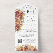 Eleganter Herbstfall florale Hochzeit RSVP All In One Einladung (Innen Boden)