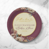 Eleganter Herbstfall in der Liebe Blumenburgund Pappteller