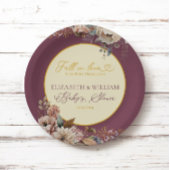 Eleganter Herbstfall in der Liebe Blumenburgund Pappteller