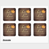 Eleganter Herbstfall in der Liebe Rustikale Hochze Quadratischer Aufkleber (Blatt)