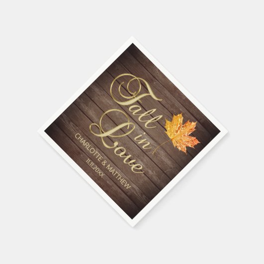 Eleganter Herbstfall in der Liebe Rustikale Hochze Serviette (Ecke)