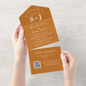 Eleganter Herbstfall QR Code Hochzeit RSVP All In One Einladung (Abreißen)