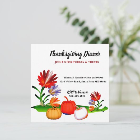 Eleganter Herbstfallen Pumpkins Blumenkohl-Ernteda Einladung (Stehend Vorderseite)