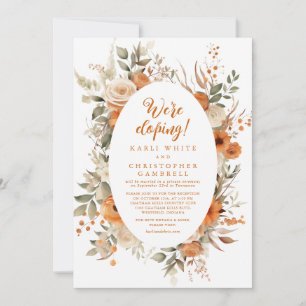 Eleganter Herbstflora Gerahmter Elopement Empfang Einladung