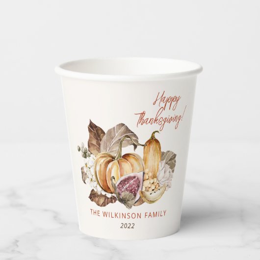 Eleganter Herbstfrucht-Erntedank Pappbecher (Vorderseite)