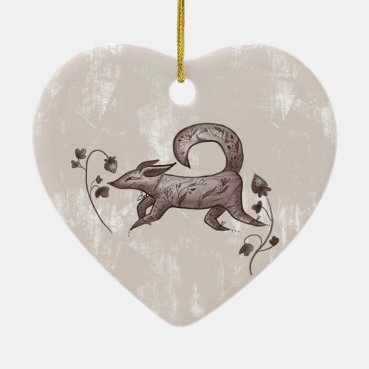 eleganter Herbstfuchs Keramik Ornament (Hinten)