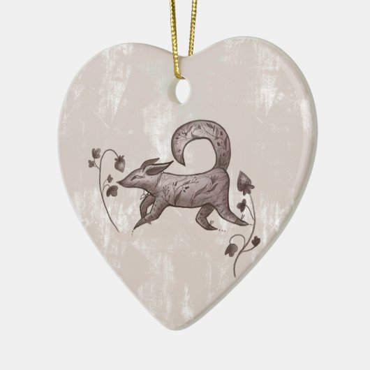 eleganter Herbstfuchs Keramik Ornament (Links)