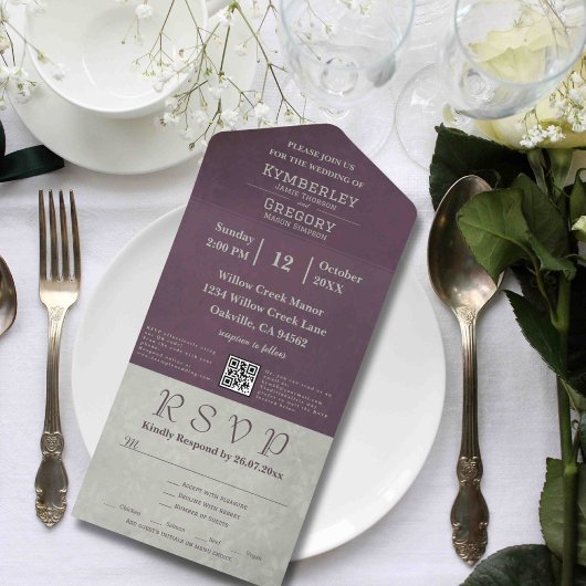 Eleganter Herbstgrauer QR-Code All In One Einladung