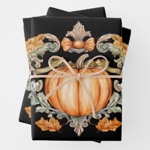 Eleganter Herbstkürbis Geschenkpapier Set