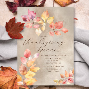 Eleganter Herbstleaves-Erntedank Einladung