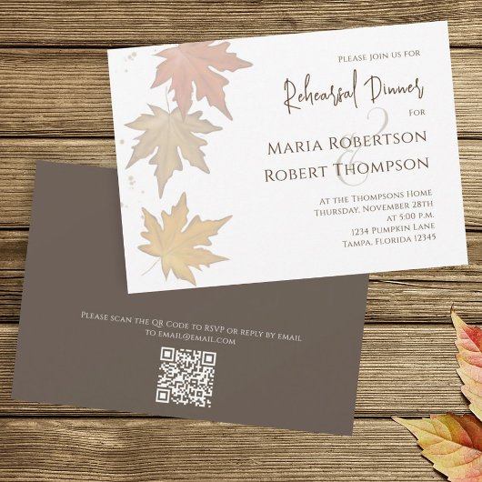 Eleganter Herbstleaves Fall Greenery QR Code Einladung