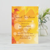 Eleganter Herbstleaves Goldenes Süß 16 Einladung (Stehend Vorderseite)