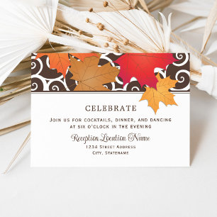 Eleganter Herbstleaves Hochzeit im Herbst Empfang Einladung