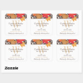 Eleganter Herbstleaves Wedding Monogram Wine Quadratischer Aufkleber (Blatt)