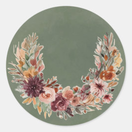 Eleganter herbstlicher Blumenbogen-Aufkleber Runder Aufkleber