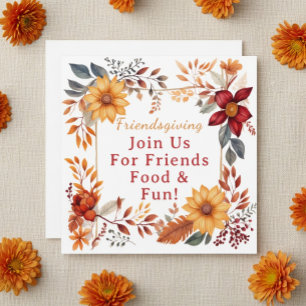 Eleganter herbstlicher Blumenrahmen Friendsgiving- Feiertagskarte