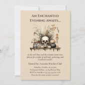 Eleganter Herbstschädel und Kerzen Party Einladung (Vorderseite)