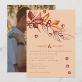 Eleganter Herbstton Terracotta Wedding Einladung (Vorne/Hinten)