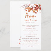 Eleganter Herbstton Terracotta Wedding Menükarte (Vorne/Hinten)