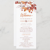 Eleganter Herbstton Terracotta Wedding Programm (Vorne/Hinten)