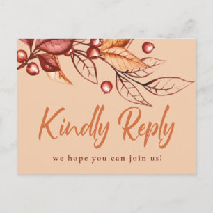 Eleganter Herbstton Terracotta Wedding RSVP Postkarte