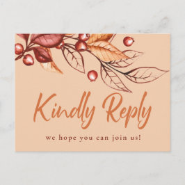 Eleganter Herbstton Terracotta Wedding RSVP Postkarte