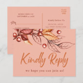Eleganter Herbstton Terracotta Wedding RSVP Postkarte (Vorne/Hinten)