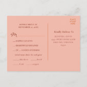 Eleganter Herbstton Terracotta Wedding RSVP Postkarte (Rückseite)