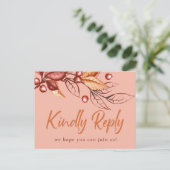 Eleganter Herbstton Terracotta Wedding RSVP Postkarte (Stehend Vorderseite)