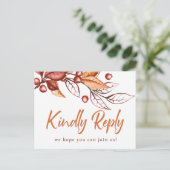 Eleganter Herbstton Terracotta Wedding RSVP Postkarte (Stehend Vorderseite)