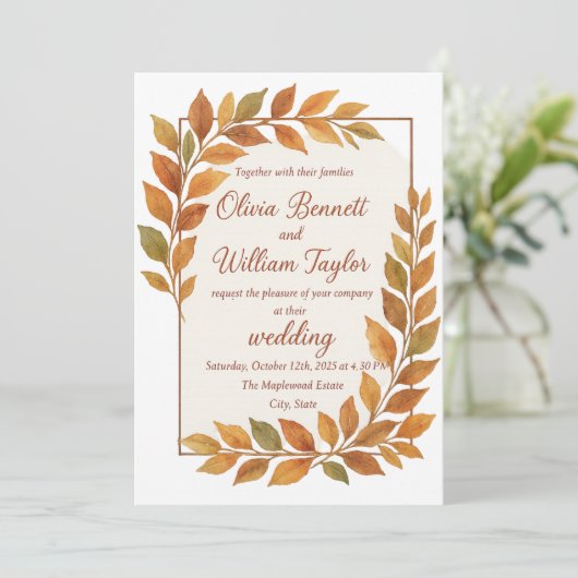 Eleganter Herbstvorsprung und Rustikaler Fall aus Einladung (Stehend Vorderseite)