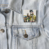Eleganter Herr, der zu einer Dame in einem 'Margue Button (Beispiel)