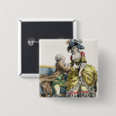 Eleganter Herr, der zu einer Dame in einem 'Margue Button (Vorne & Hinten)