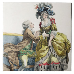 Eleganter Herr, der zu einer Dame in einem 'Margue Fliese