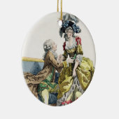 Eleganter Herr, der zu einer Dame in einem 'Margue Keramikornament (Rechts)