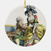 Eleganter Herr, der zu einer Dame in einem 'Margue Keramikornament (Hinten)