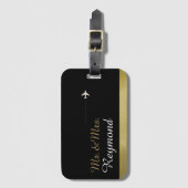 eleganter Herr & Mrs. Ehepaar reisen schwarz Gepäckanhänger (Vorderseite Vertikal)